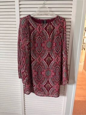 Fire Los Angeles Pink Paisley-Print Long Sleeve Tunic